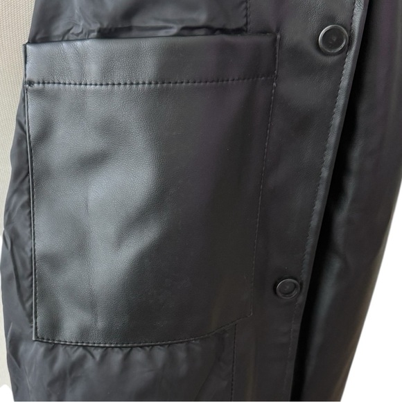 Zara Faux Black Leather Long Sleeves Oversized Jacket Size Medium - Picture 6 of 11